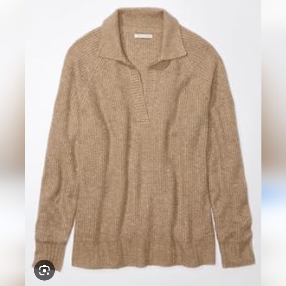 🍁 2 For 20! American Eagle Outfitters Tan V-Neck Sweater Cable Knit